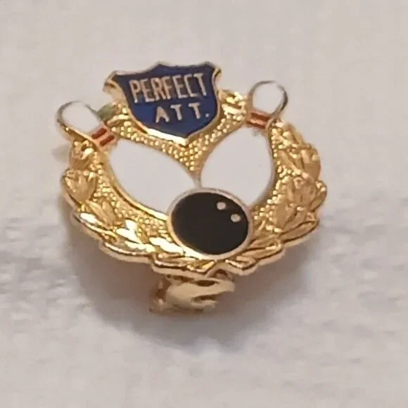 Vintage 1980s Perfect Attendance Bowling Lapel Collectible Pin - Picture 3 of 9